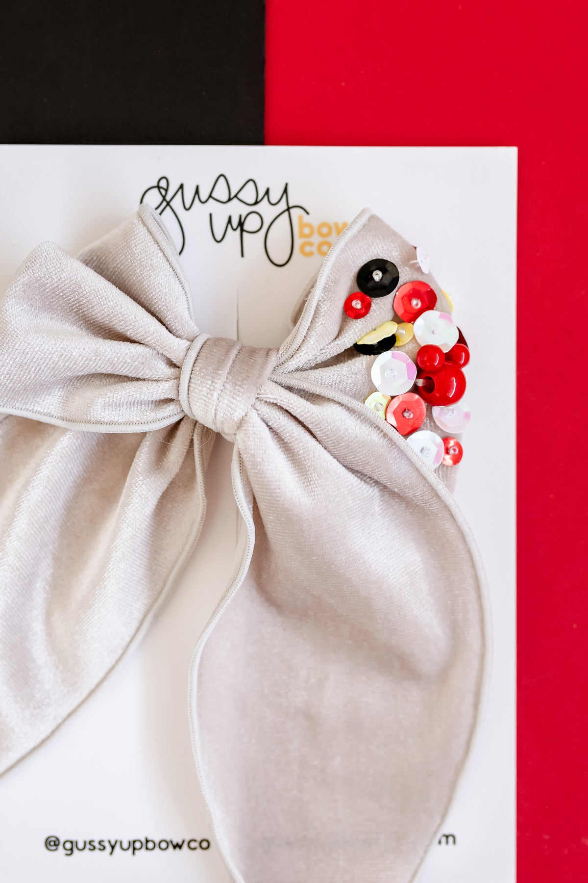Ivory Velvet Sequin Mouse | Whimsy Bow | Happiest Place Collection