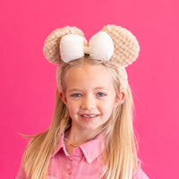 Cream Plush Mouse Ear Headband