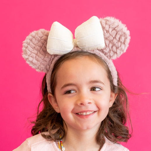 Pink Plush Mouse Ear Headband
