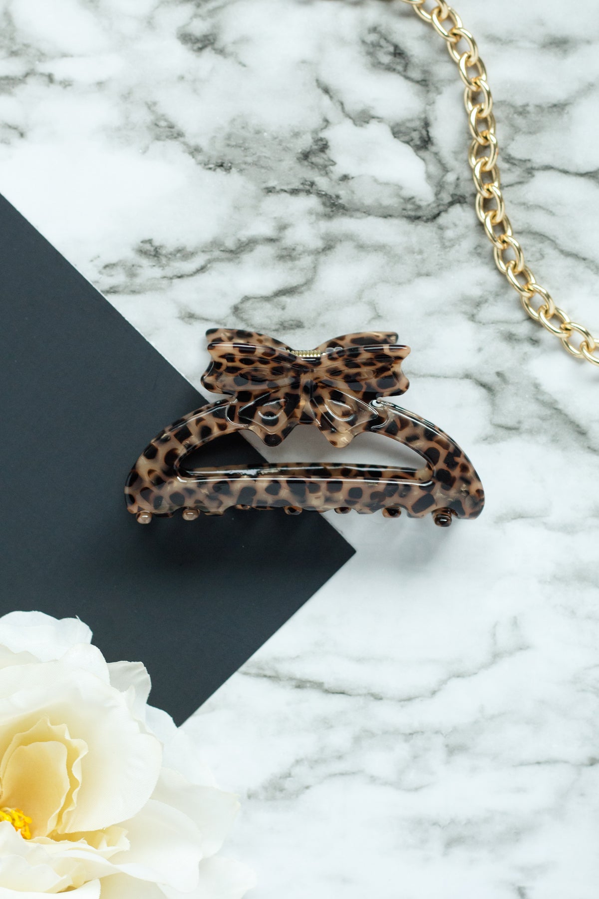 Leopard Bow Claw Clip