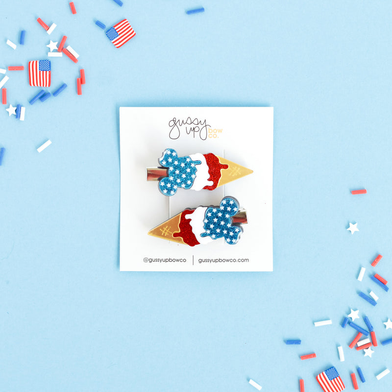 Red, White and Mouse Acrylic Clip | Yankee Doodle Darling Collection