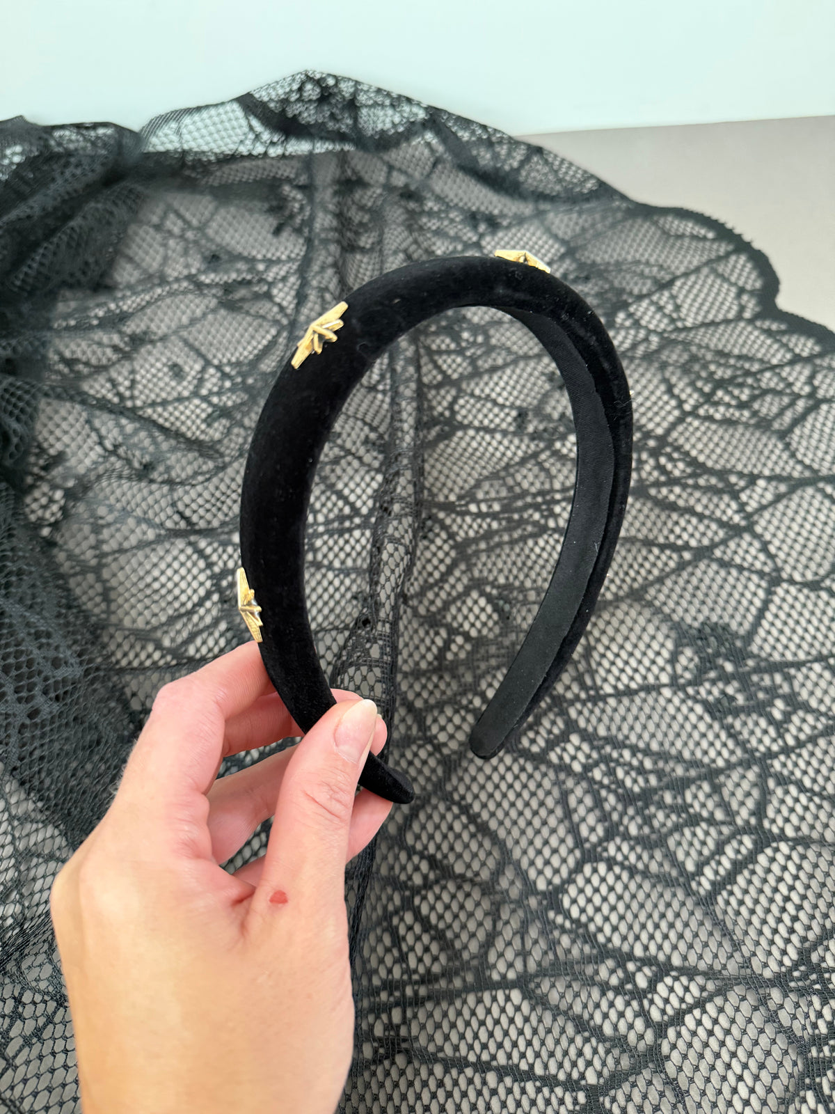 Black Velvet Starburst Headband