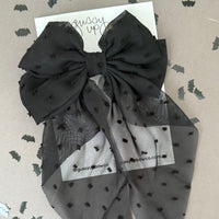 Black Swiss Dot Fancy Bow