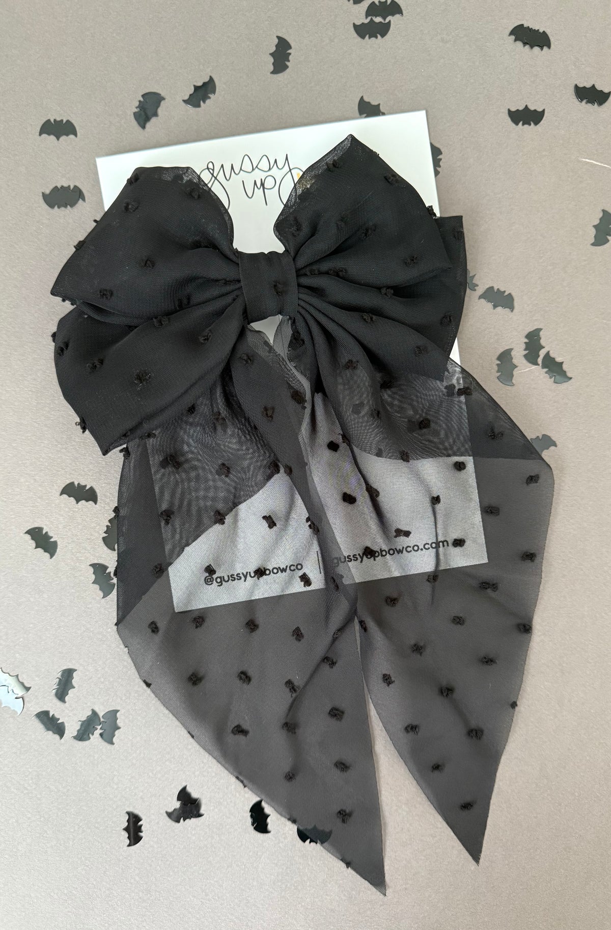 Black Swiss Dot Fancy Bow
