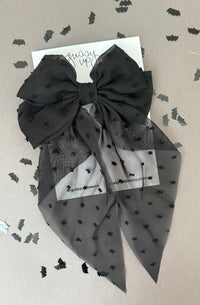 Black Swiss Dot Fancy Bow