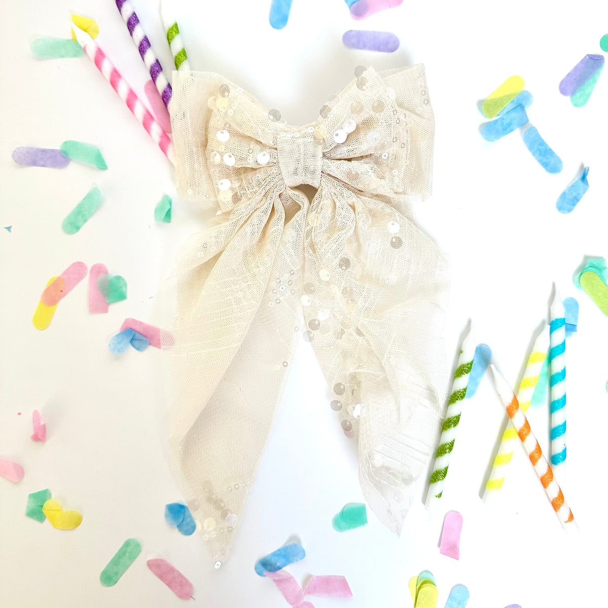 Ivory Sequin Extra Bow