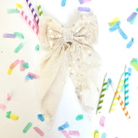 Ivory Sequin Extra Bow