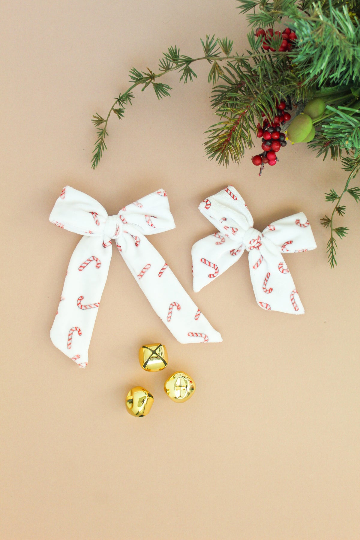 Candy Cane Velvet Pigtail Set