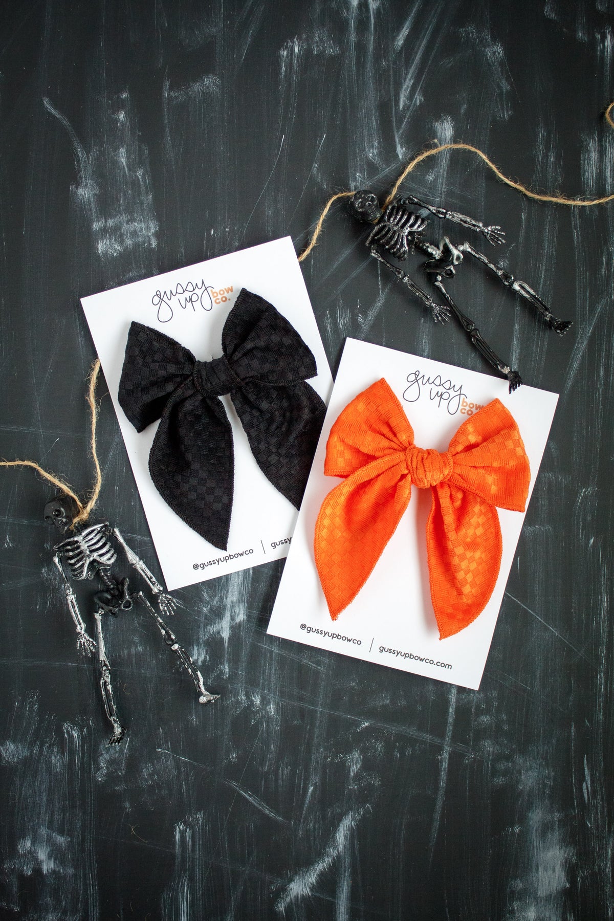 Orange Velvet Checker | Whimsy Bow | Halloween 24 Collection