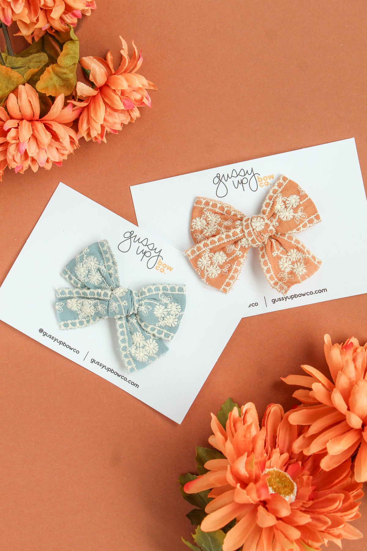 Rust Embroidered Bow