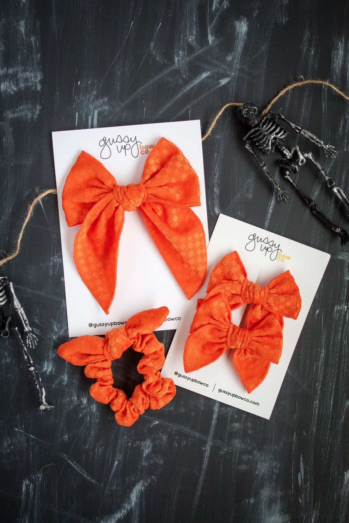 Orange Velvet Checker | Whimsy Bow | Halloween 24 Collection