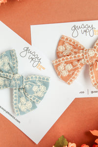 Rust Embroidered Bow