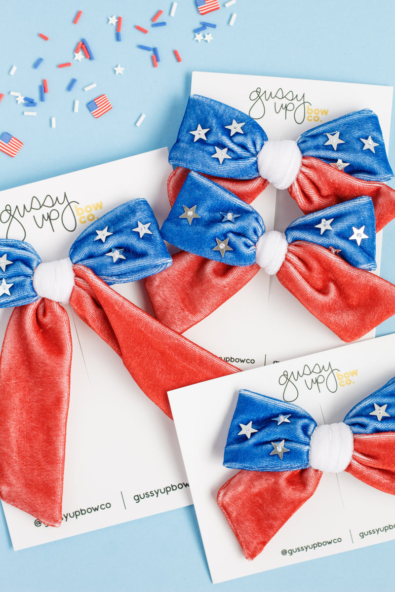 USA Sequin Velvet Bow | Yankee Doodle Darling Collection