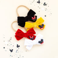 White Velvet Mouse Charm  | Classic Bow | Happiest Place Collection