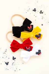 Yellow Velvet Mouse Charm | Classic Pigtail Set | Happiest Place Collection