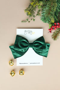 Evergreen Velvet Barrette