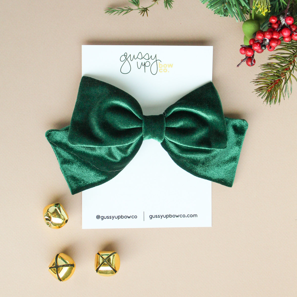 Evergreen Velvet Barrette