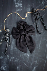 Black Satin Bow Scrunchie | Halloween 24 Collection