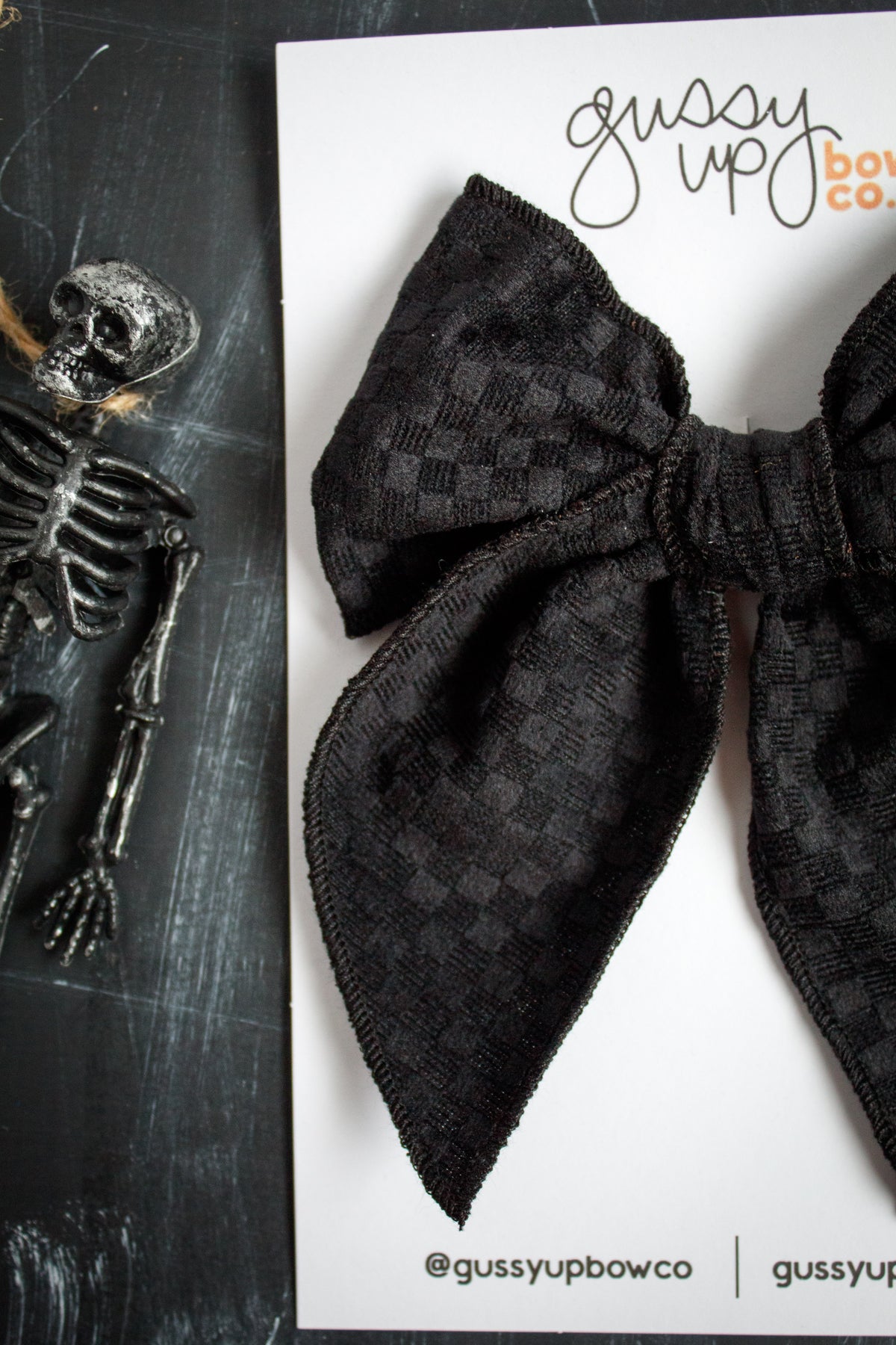 Black Velvet Checker | Whimsy Bow | Halloween 24 Collection