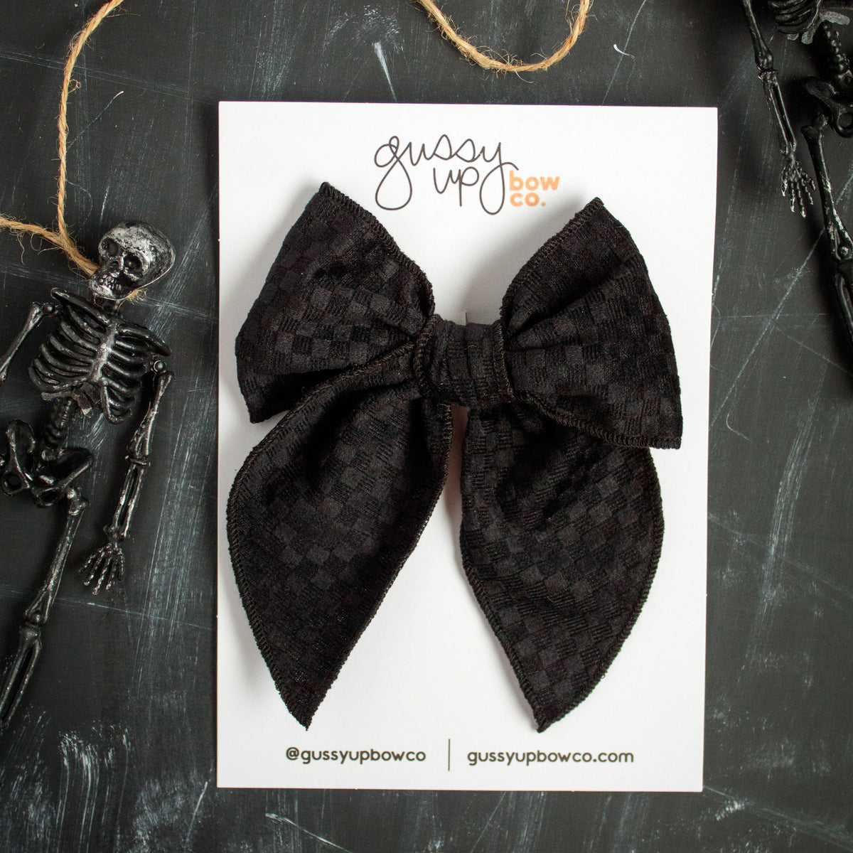 Black Velvet Checker | Whimsy Bow | Halloween 24 Collection