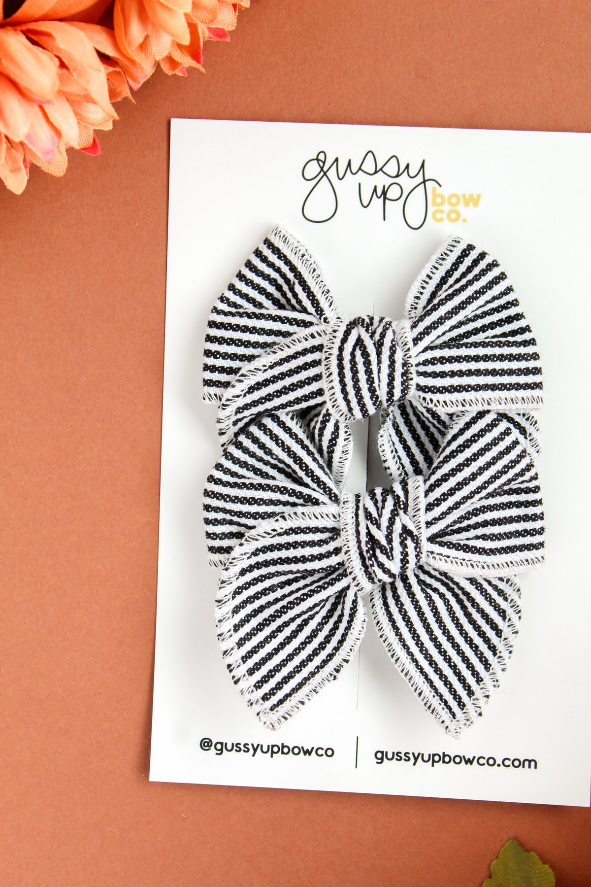 Black Pinstripe Pigtail Set | Whimsy Bow