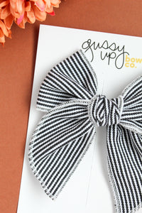 Black Pinstripe | Whimsy Bow | Fall 24 Collection