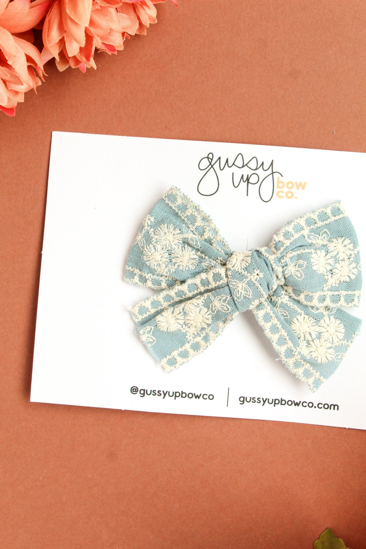 Sky Embroidered Bow