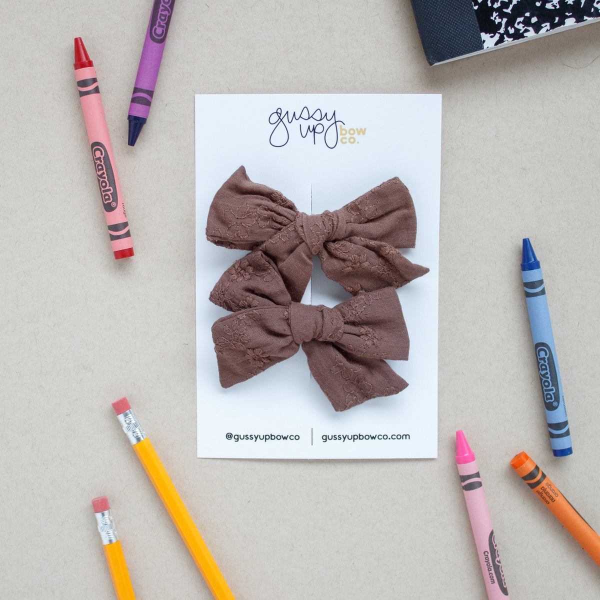 Brown Embroidered Classic Pigtail Set | Back to School 24 Collection