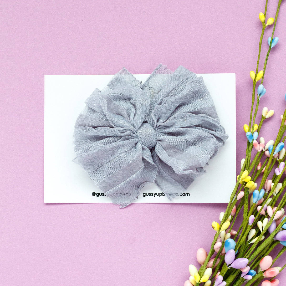 Gray Ruffle | Bubble Bow