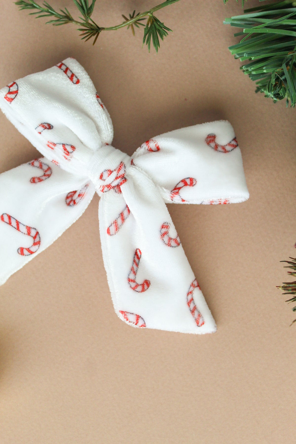 Candy Cane Velvet Bow