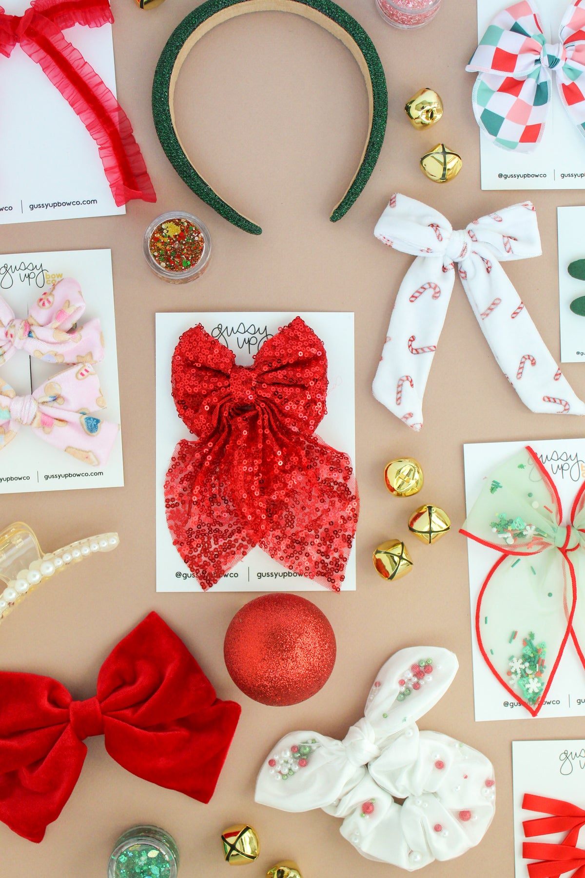 Candy Cane Velvet Pigtail Set