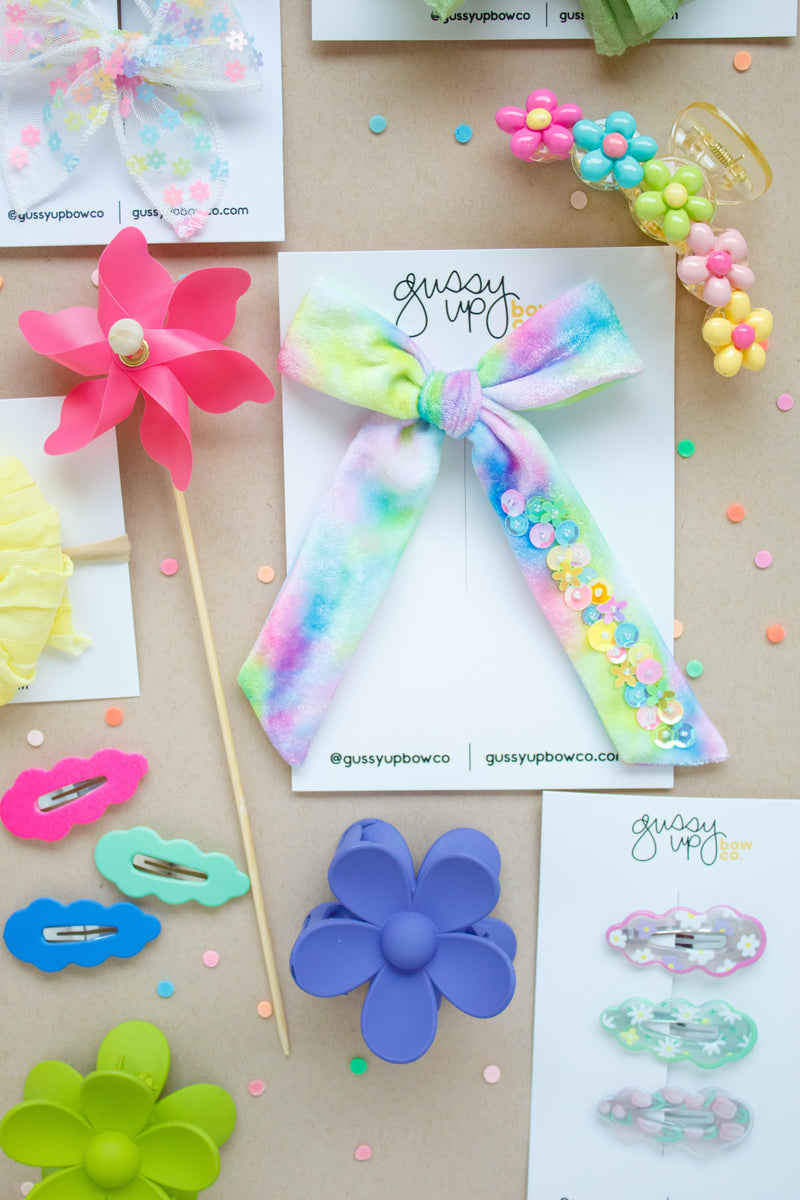 Neon Tie Dye Sequin Extra Bow | Neon Summer Collection