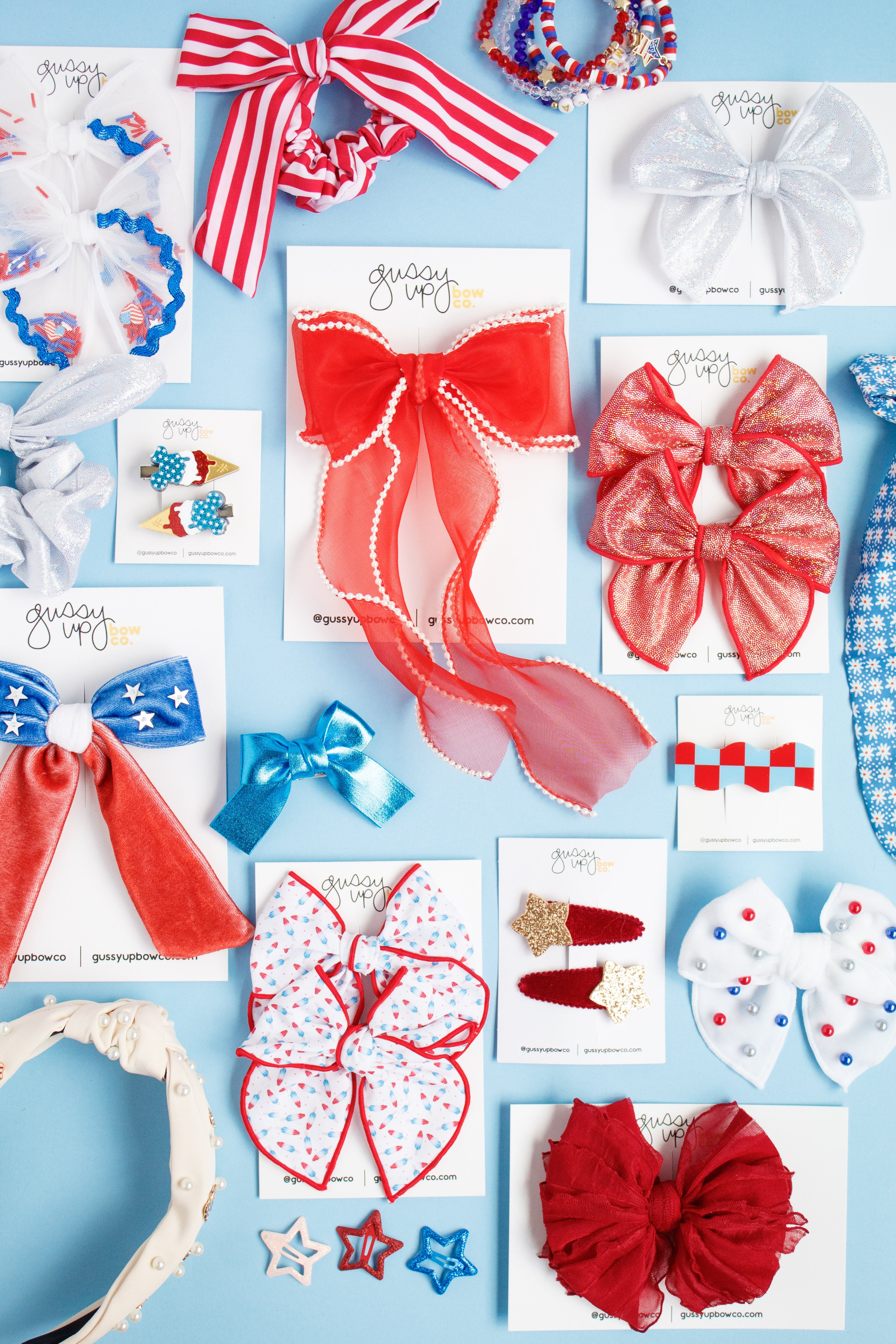 Red Velvet Sparkle Star Snap Clip Set | Yankee Doodle Darling Collecti –  Gussy Up Bow Co.