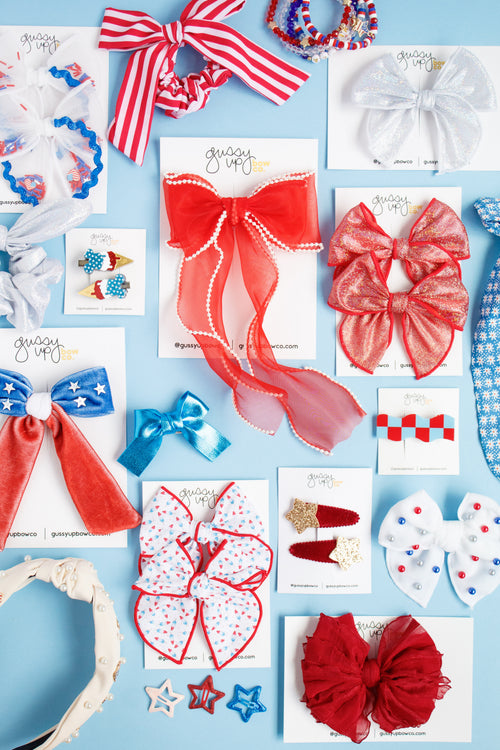 Red Velvet Sparkle Star Snap Clip Set