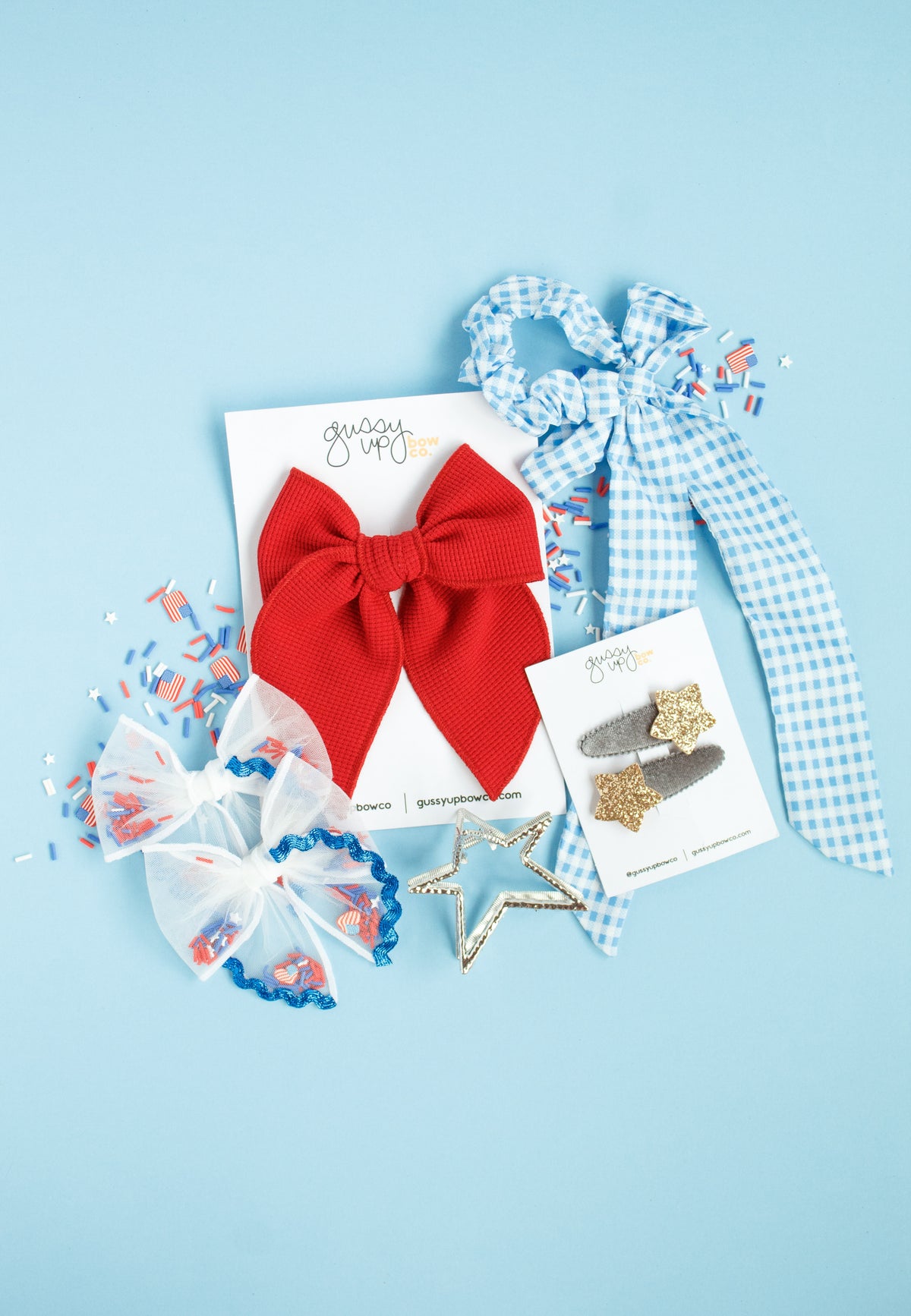 Gray Velvet Sparkle Star Snap Clip Set