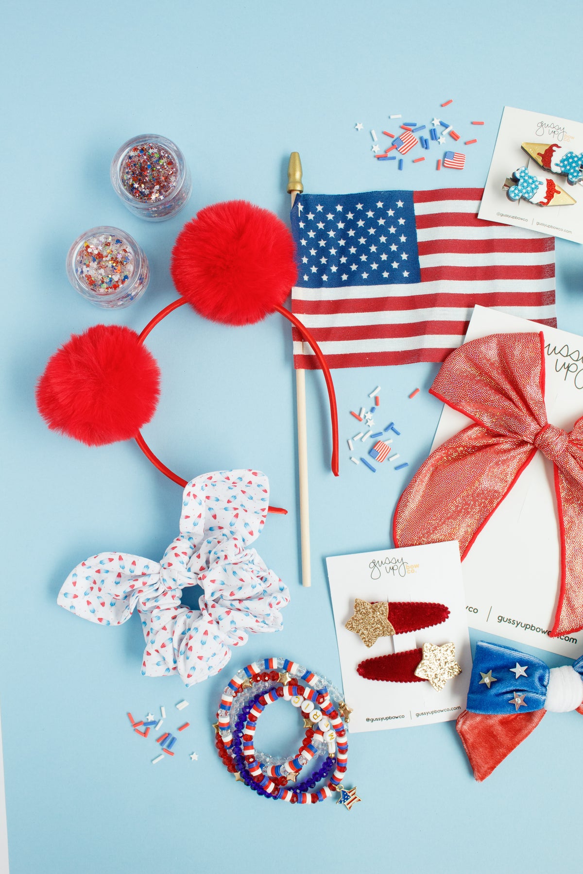 Red Velvet Sparkle Star Snap Clip Set