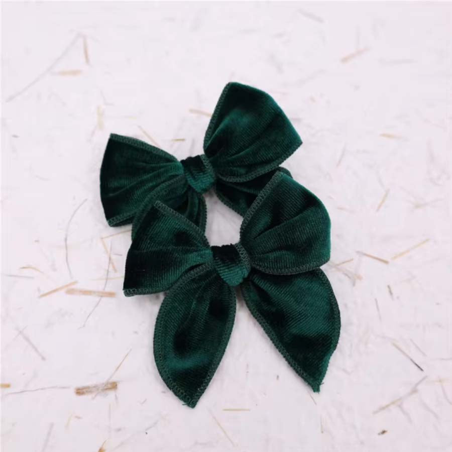 Evergreen Velvet Whimsy Pigtail Set