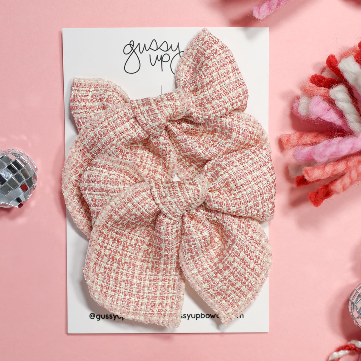 Blush Tweed Whimsy Pigtail Set