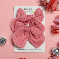 Pink Tweed Whimsy Pigtail Set