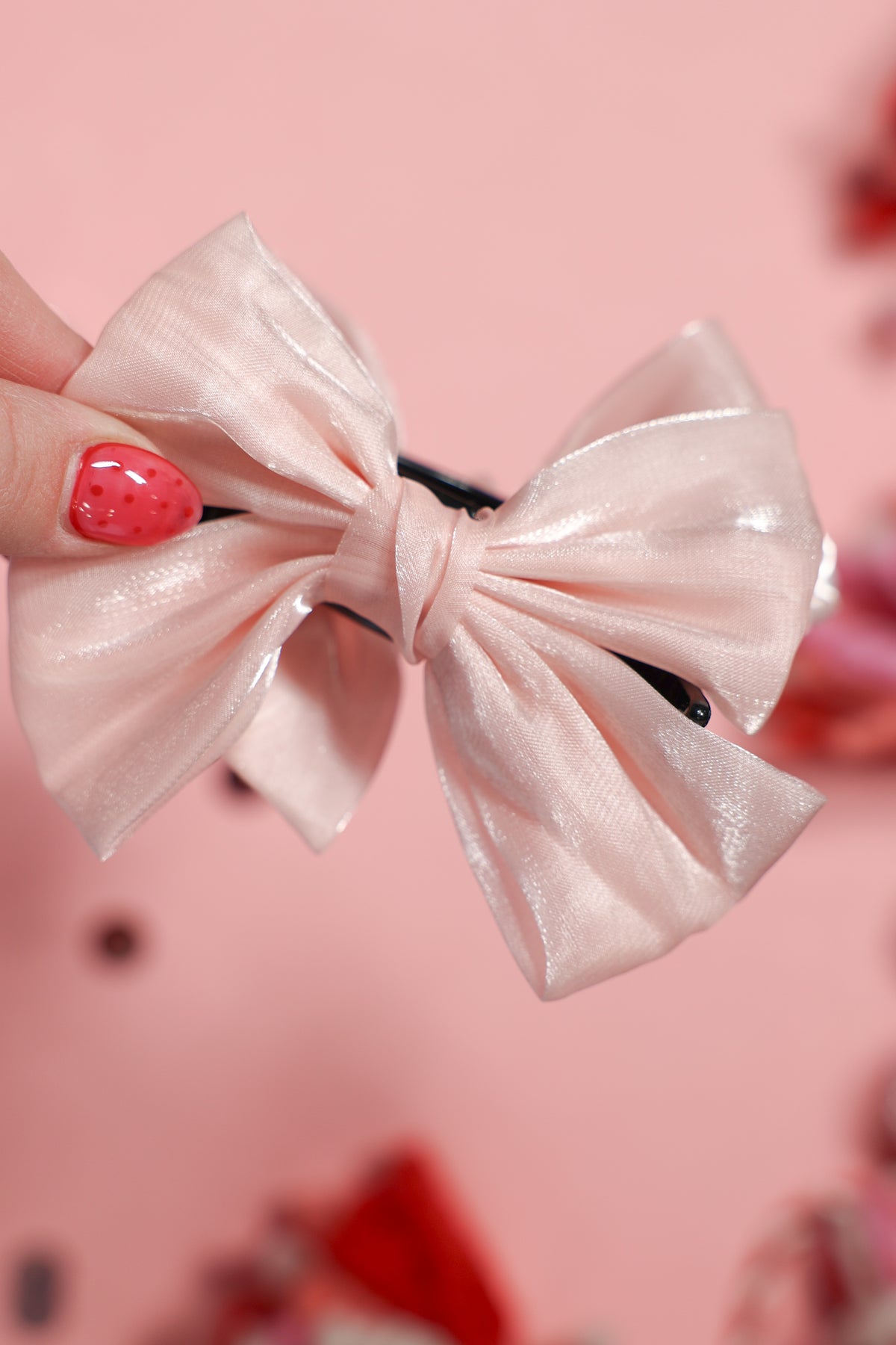 Pink Bow Claw Clip