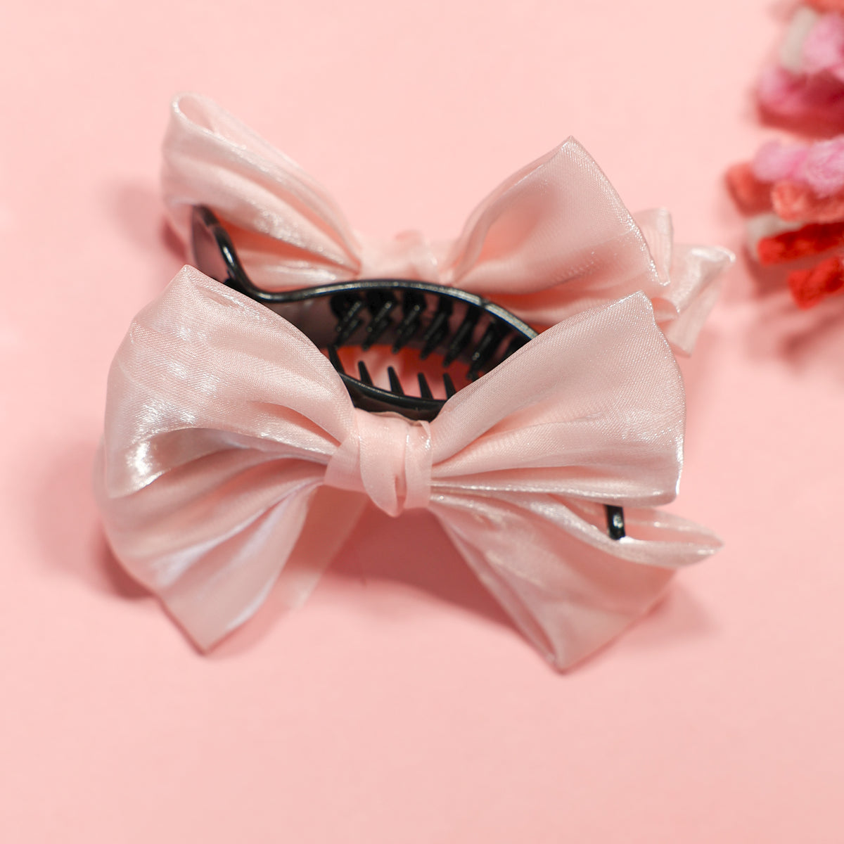 Pink Bow Claw Clip