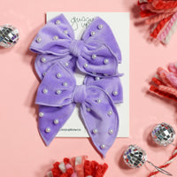 Purple Velvet Pearl | Whimsy Pigtail Set