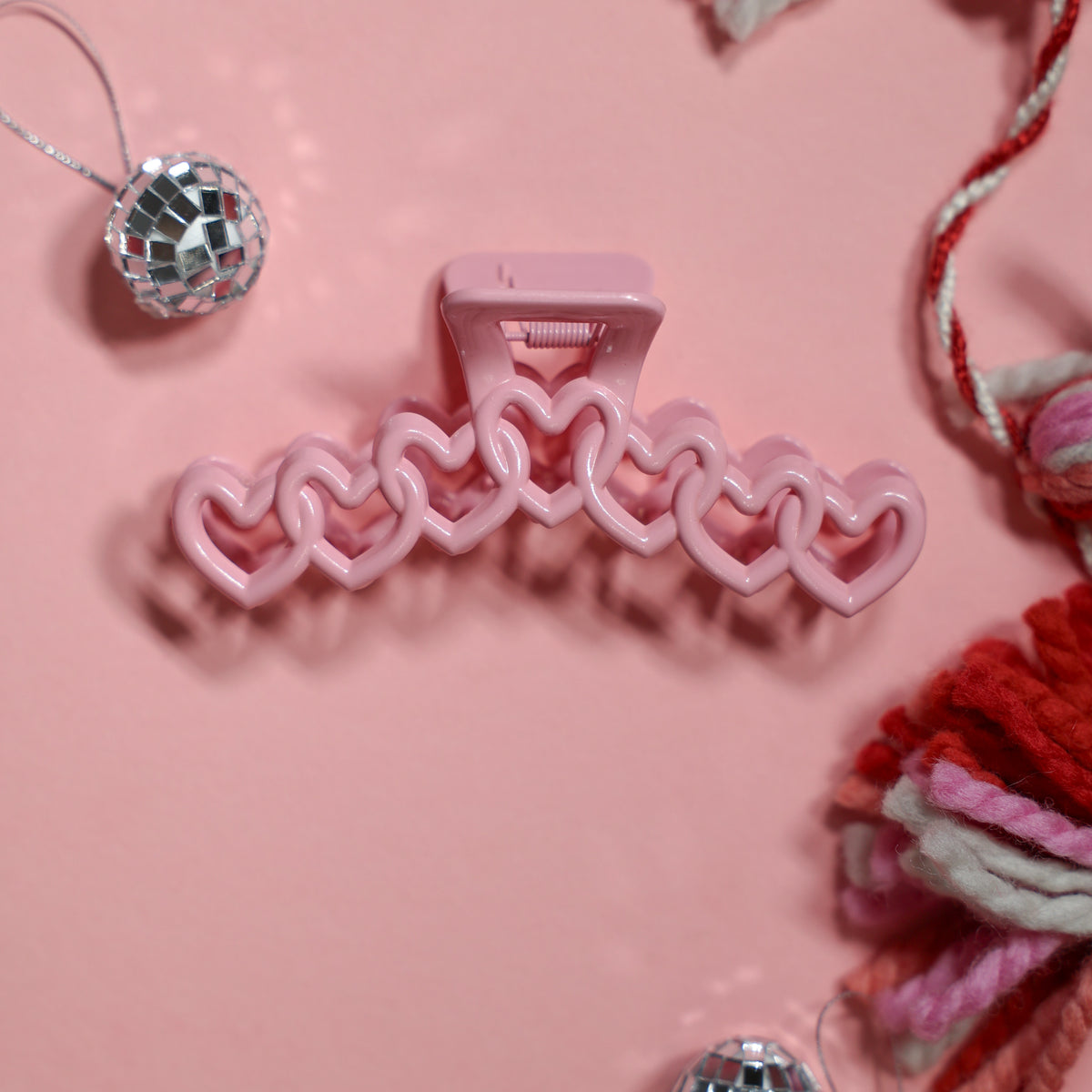 Pink Hearts Claw Clip Set