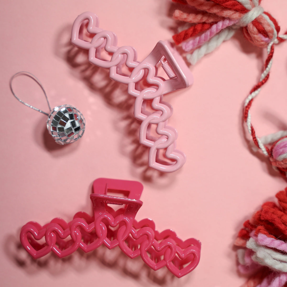 Pink Hearts Claw Clip Set