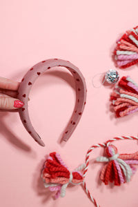 Pink Denim Hearts Headband