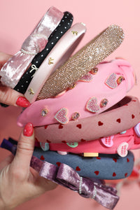 Pink Denim Hearts Headband