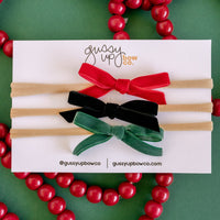 Holiday Dainty Velvet Bow Set | Newborn Bows