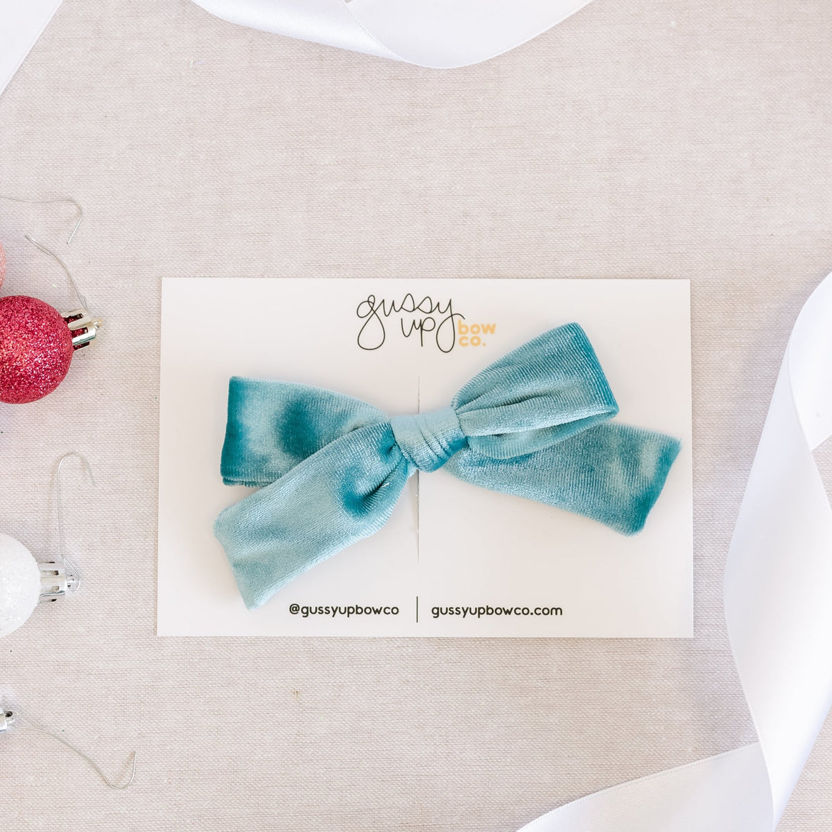 Icy Blue Velvet | School Girl Bow