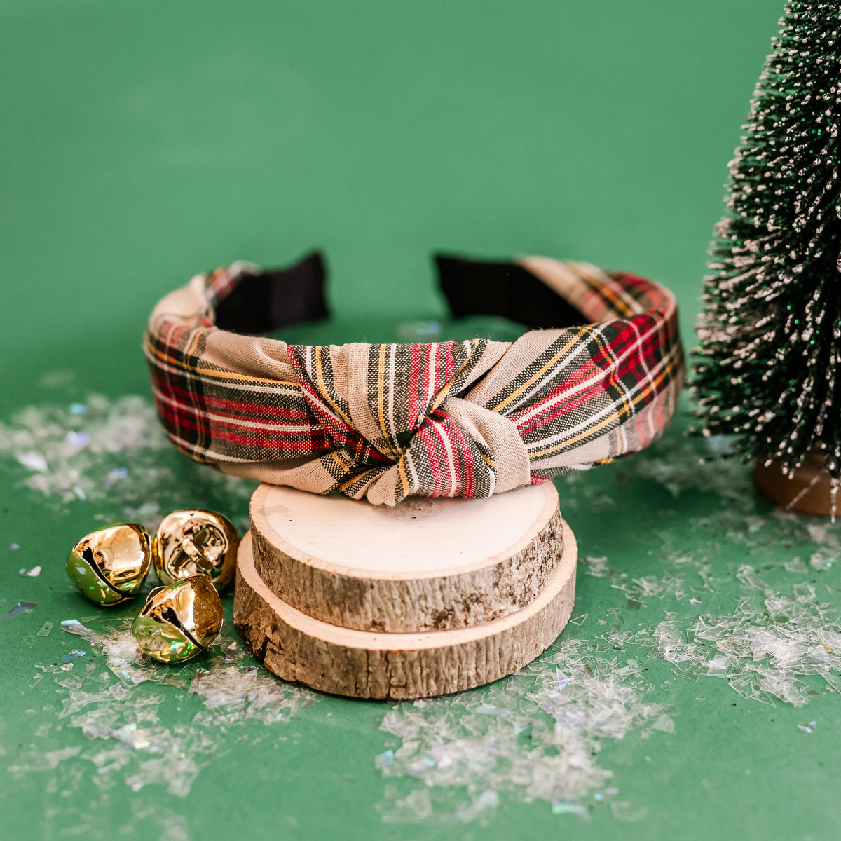 Tan Tartan Headband | Christmas 24 Collection