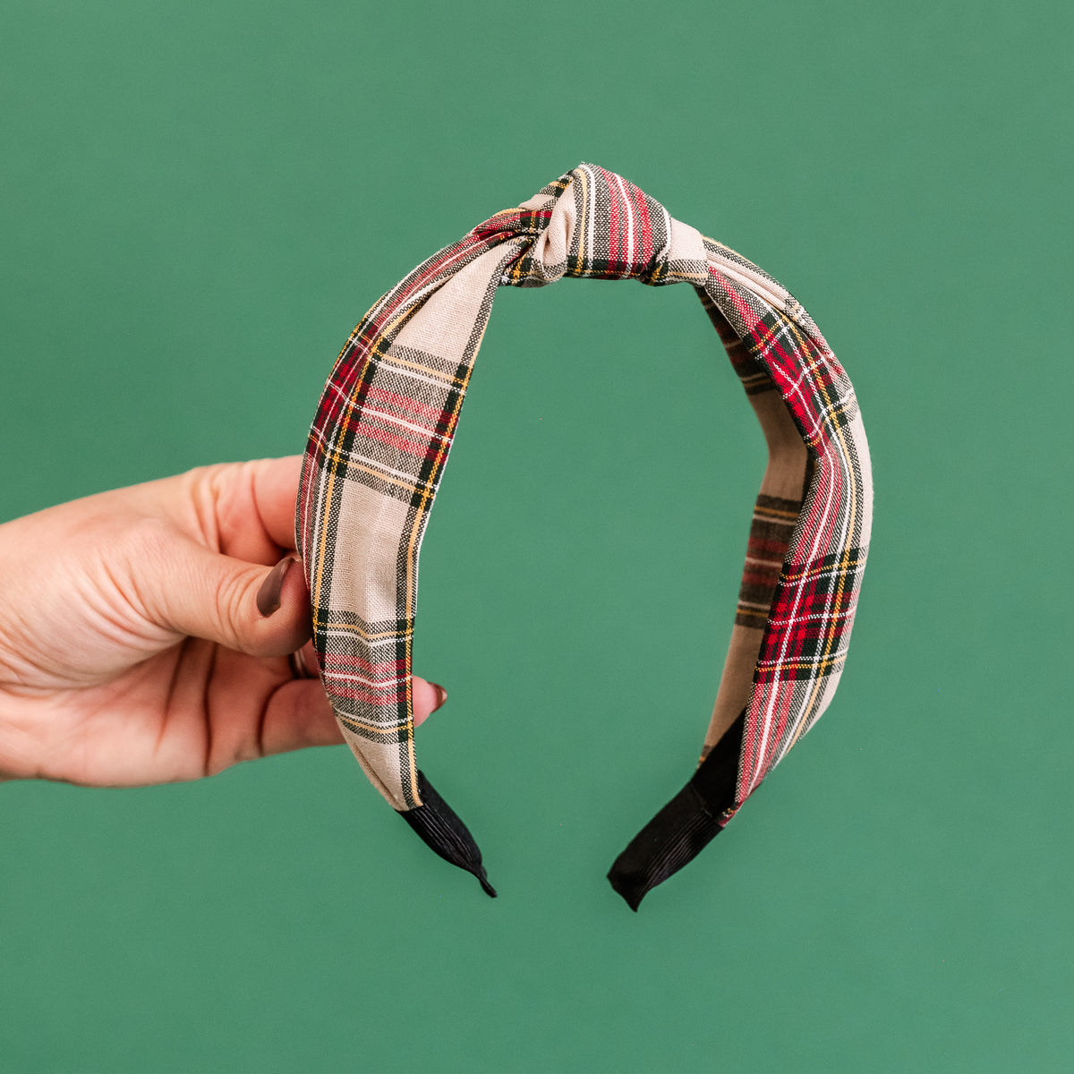 Tan Tartan Headband | Christmas 24 Collection